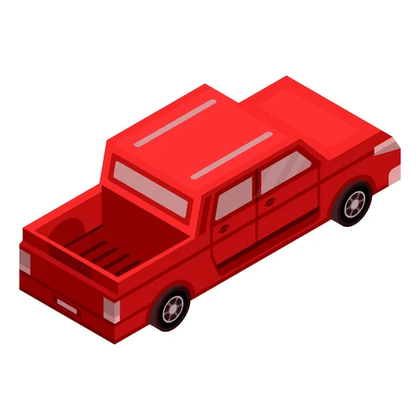 Icono rojo del coche de recogida, estilo isométrico — Vector de stock