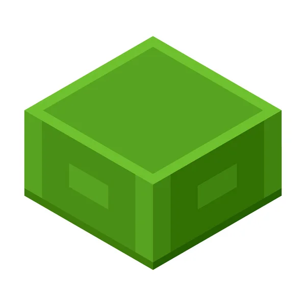 Ícone de caixa de metal verde, estilo isométrico — Vetor de Stock