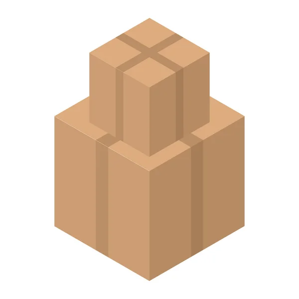 Carton box stack icon, isometric style — Stock Vector