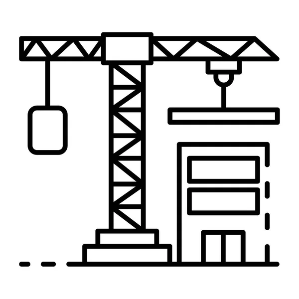Construction crane icon, outline style — Stock Vector