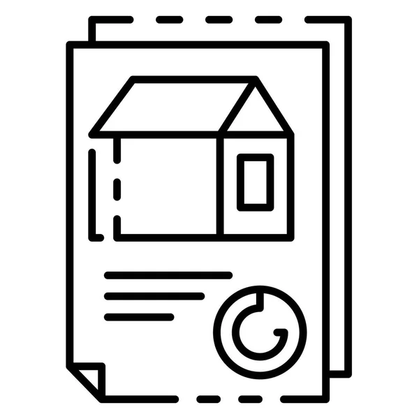 Haus-Doc-Papier-Symbol, Umrissstil — Stockvektor