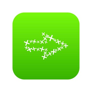 Yeşil simge vektör çapraz kontur ile ok