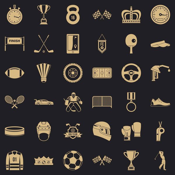 Sport award icons set, simple style