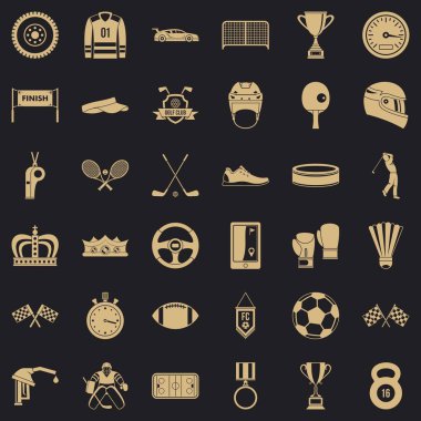 Spor başarı Icons set, basit tarzı