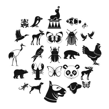 Forest animals icons set, simple style clipart