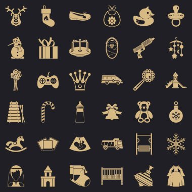 Çocukluk Icons set, basit tarzı