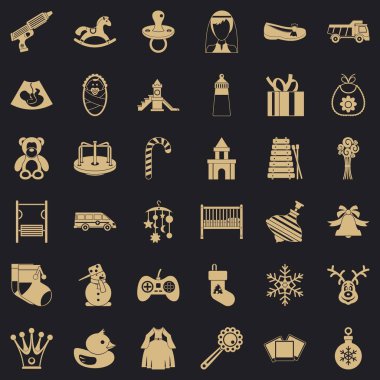 Çocuk Icons set, basit tarzı