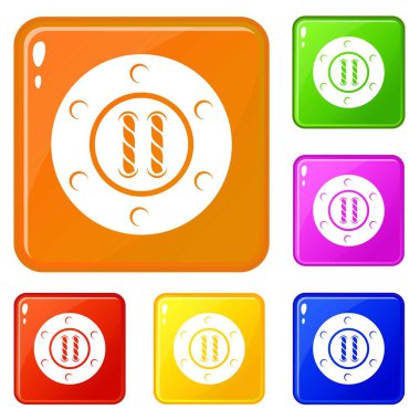 Düğme simgeleri set vektör rengi dikmek