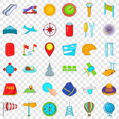 Havacılık Icons set, karikatür tarzı