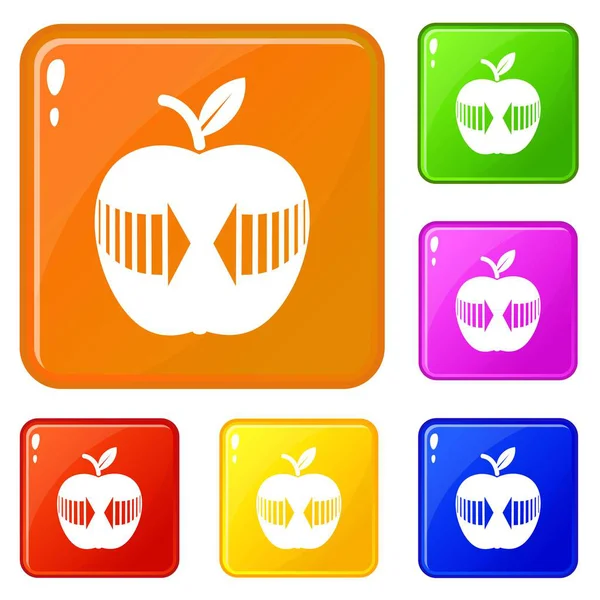Pfeil-Apfel-Symbole setzen Vektorfarbe — Stockvektor