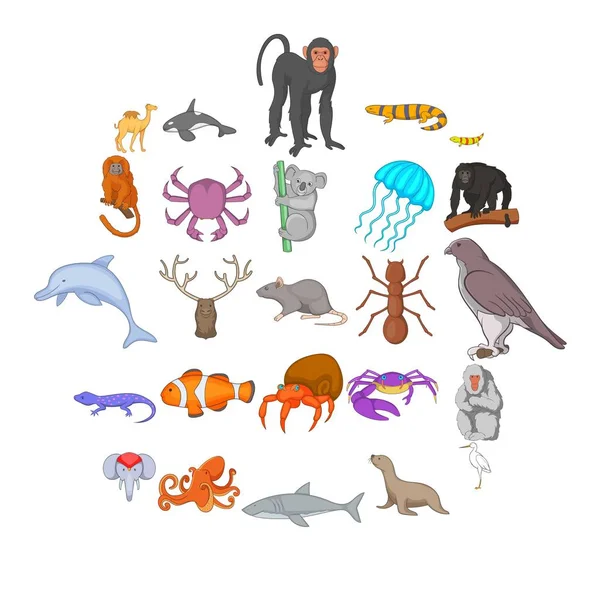 Conjunto de iconos de peces, estilo de dibujos animados — Archivo Imágenes Vectoriales
