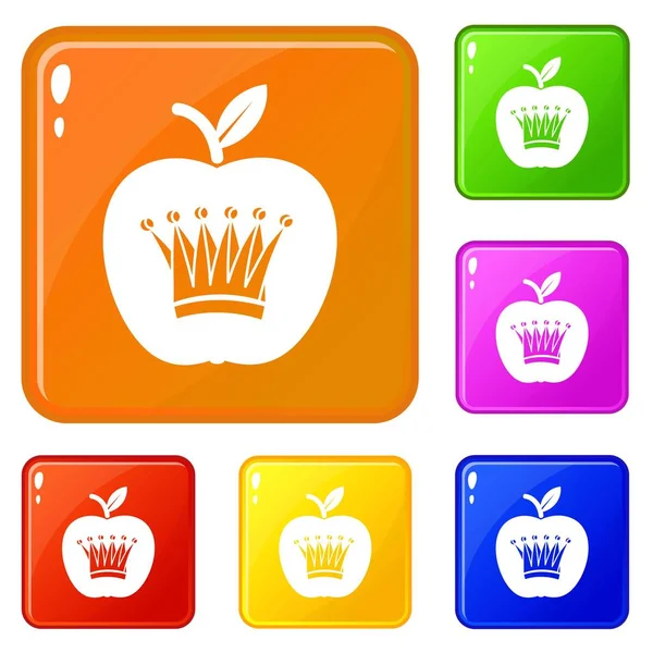 King Apple icone impostare il colore vettoriale — Vettoriale Stock