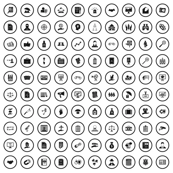 100 Hukuk departmanına Icons set, basit tarzı — Stok Vektör