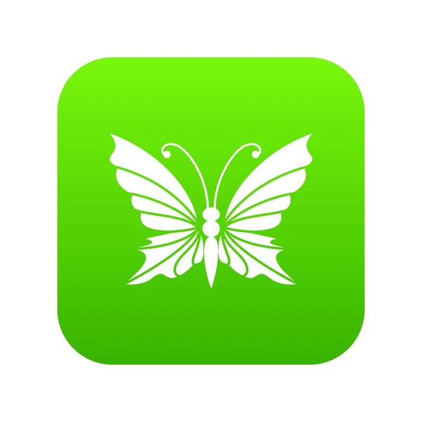 Mariposa con antenas icono verde vector — Archivo Imágenes Vectoriales