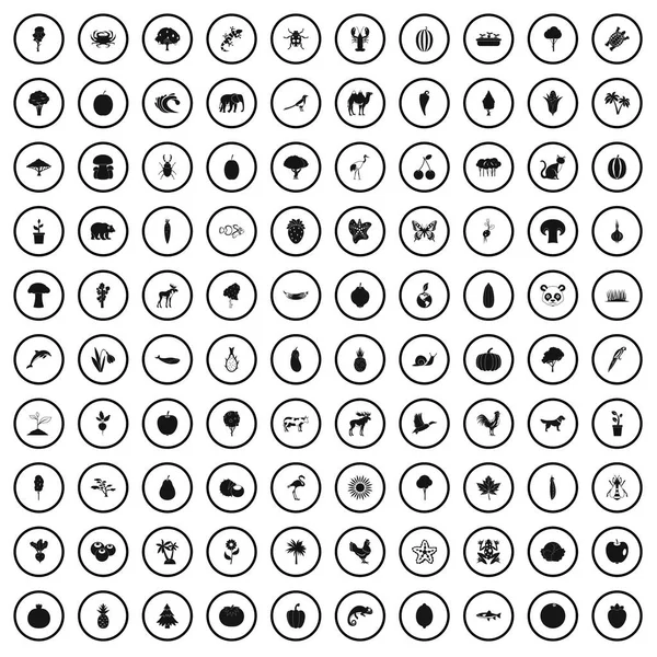 basit tarzda 100 canlı doğa Icons set