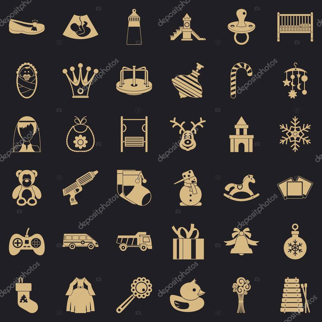 Baby icons set. Simple style of 36 baby vector icons for web for any design