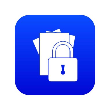 Asma kilit simgesi dijital mavi olan klasörler