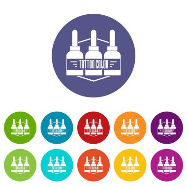 Dövme renk simgeler kümesi vektör rengi