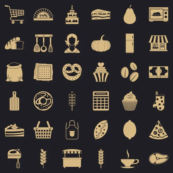 Conjunto de ícones de cozinha, estilo simples — Vetor de Stock
