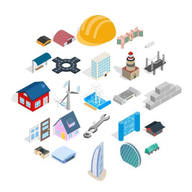 Icons set, izometrik stil binmek