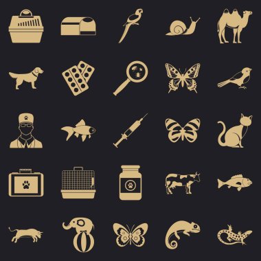 Veteriner Kliniği Icons set, basit tarzı