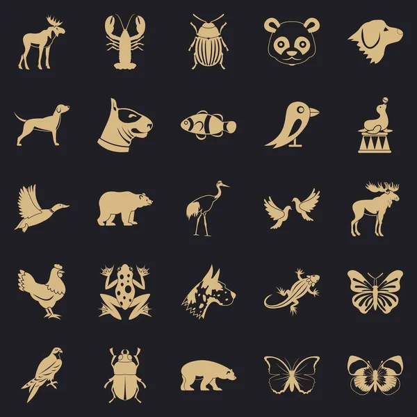 Skov dyr ikoner sæt, enkel stil – Stock-vektor