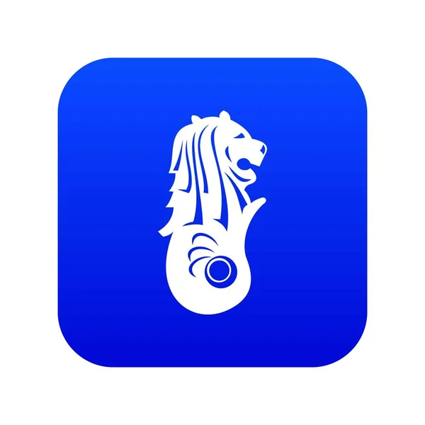 Merlion standbeeld, Singapore pictogram digitale blauw — Stockvector