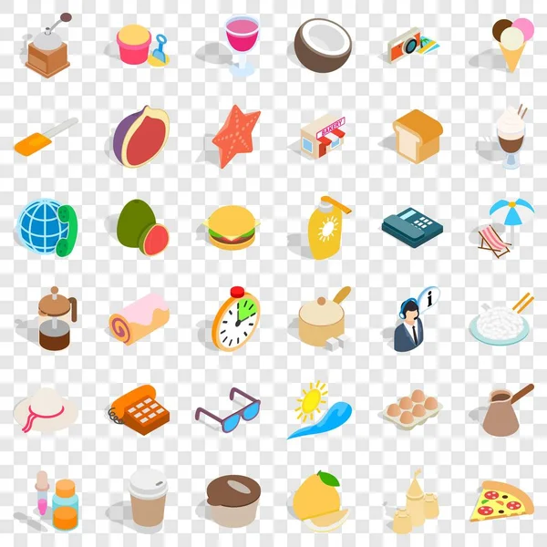Conjunto de ícones de sobremesa, estilo isométrico — Vetor de Stock