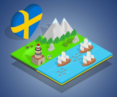 Finlandiya kavramı afiş, izometrik stili