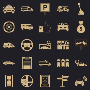 Araç Icons set, basit tarzı