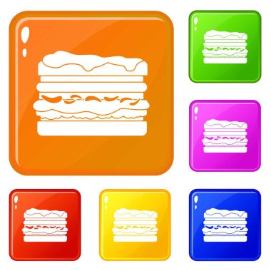 Burger simgeler vektör renk ayarla