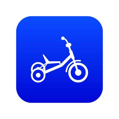 Üç tekerlekli bisiklet simgesi dijital mavi