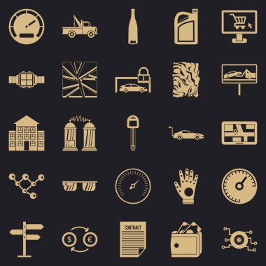 Autotravel Icons set, basit tarzı