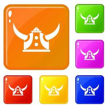 Viking kask simgeler vektör renk ayarla