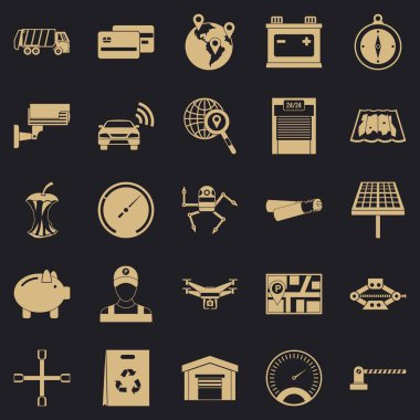 Araba tamir Icons set, basit tarzı