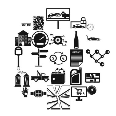 Autotravel Icons set, basit tarzı