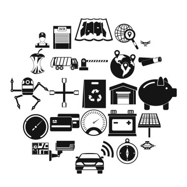 Araba tamir Icons set, basit tarzı