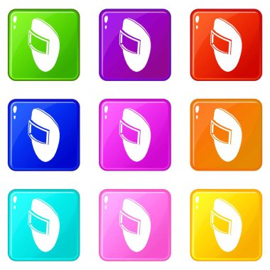 Maske simgeler kaynak 9 renk koleksiyonu ayarla