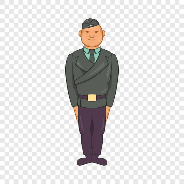 Hombre en un icono de uniforme de policía, estilo de dibujos animados — Vector de stock