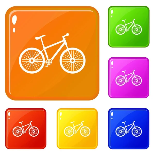 Bicicleta iconos conjunto vector de color — Vector de stock