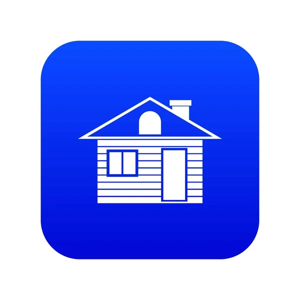 Houten log huis pictogram digitale blauw — Stockvector