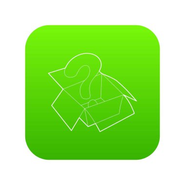 Aç kutusuna yeşil simge vektör içinde soru işareti