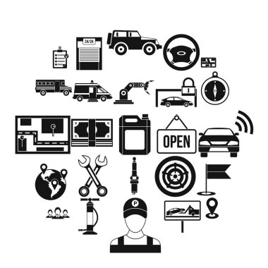 İstihdam Icons set, basit tarzı