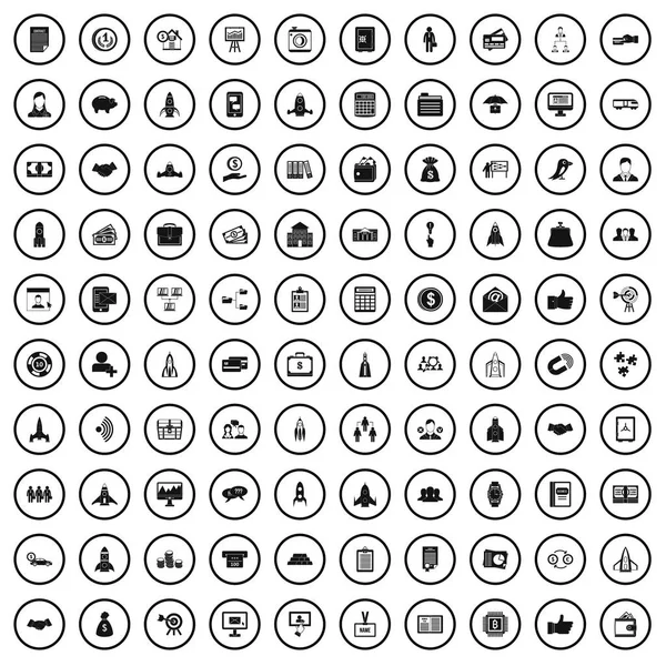 100 conjunto de iconos de inicio de asociación, estilo simple — Vector de stock