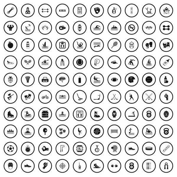 100 iconos de entrenamiento físico conjunto, estilo simple — Vector de stock