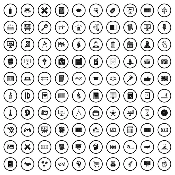 Ensemble de 100 icônes plan, style simple — Image vectorielle