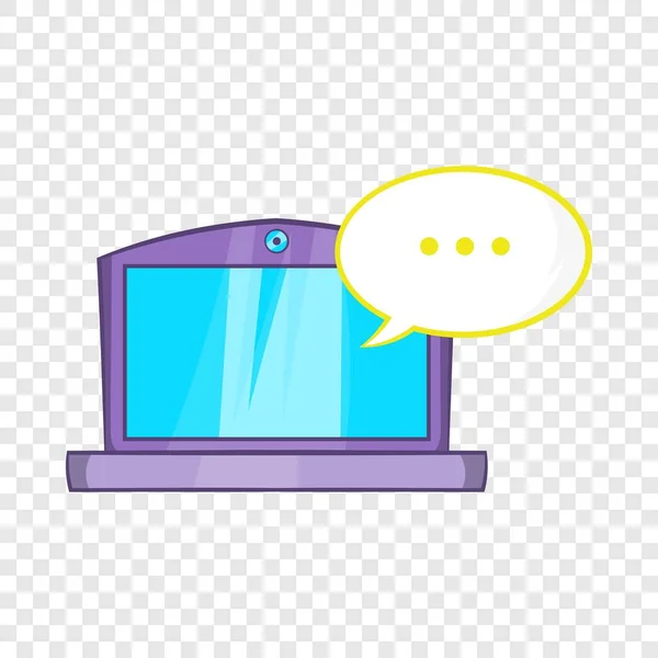 Icono de chat de computadora en línea, estilo de dibujos animados — Vector de stock