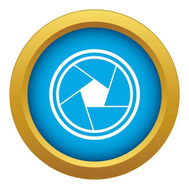 Fotoğraf objektif simgesi mavi vektör izole