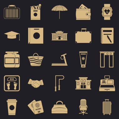 Bavul Icons set, basit tarzı