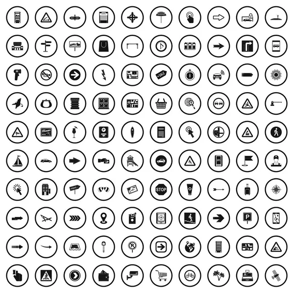 100 işaretçileri Icons set, basit tarzı — Stok Vektör
